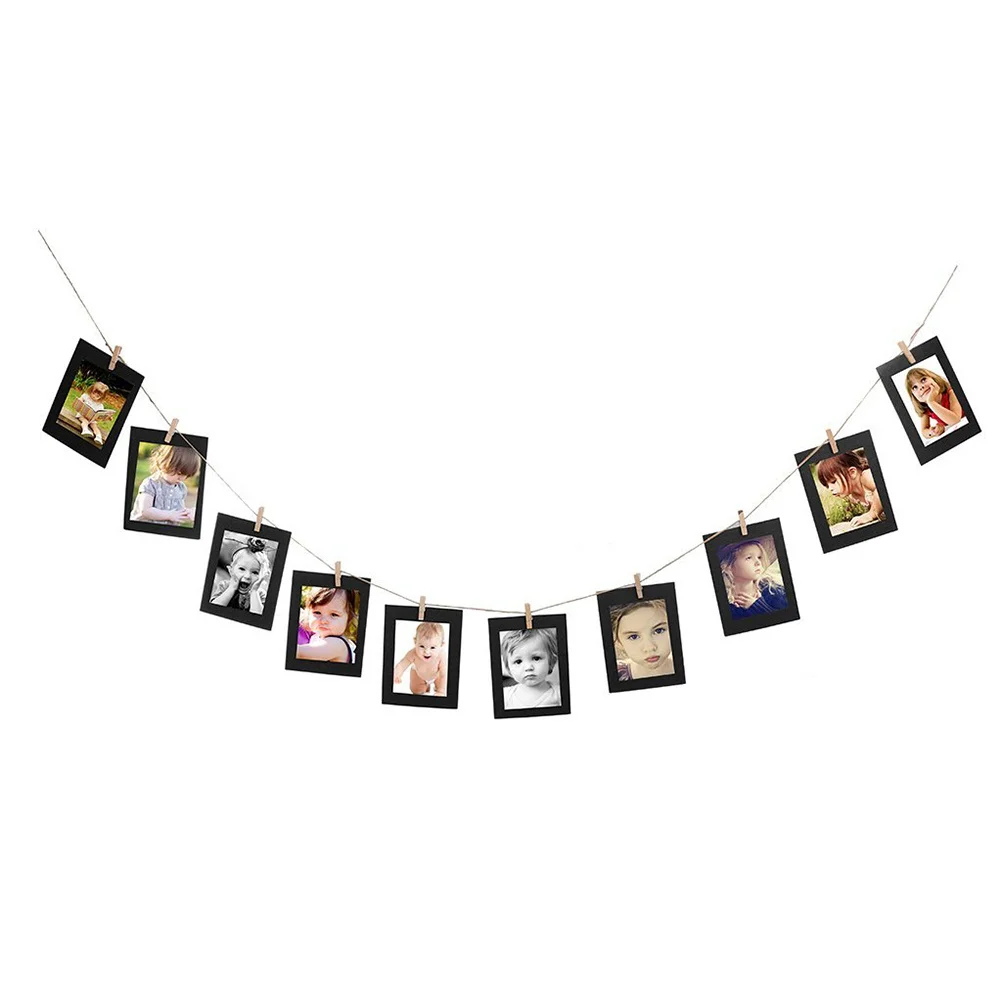 

10Pcs Hanging Photo Kraft Paper Clip Sets Fits 6 Inch Photos Creative Wedding Decor Garland Photo