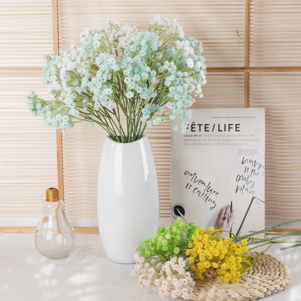 Simulated flower soft glue Gypsy home decoration wedding bouquet road flower wall fake flower MW53460 light green, blue