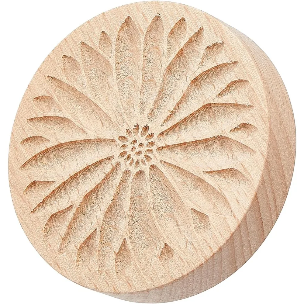 Wooden Pottery Tool Flower Pattern Wooden Clay Stamp for DIY Creation Clay Tool Clay Pottery Tool, 2.56inch