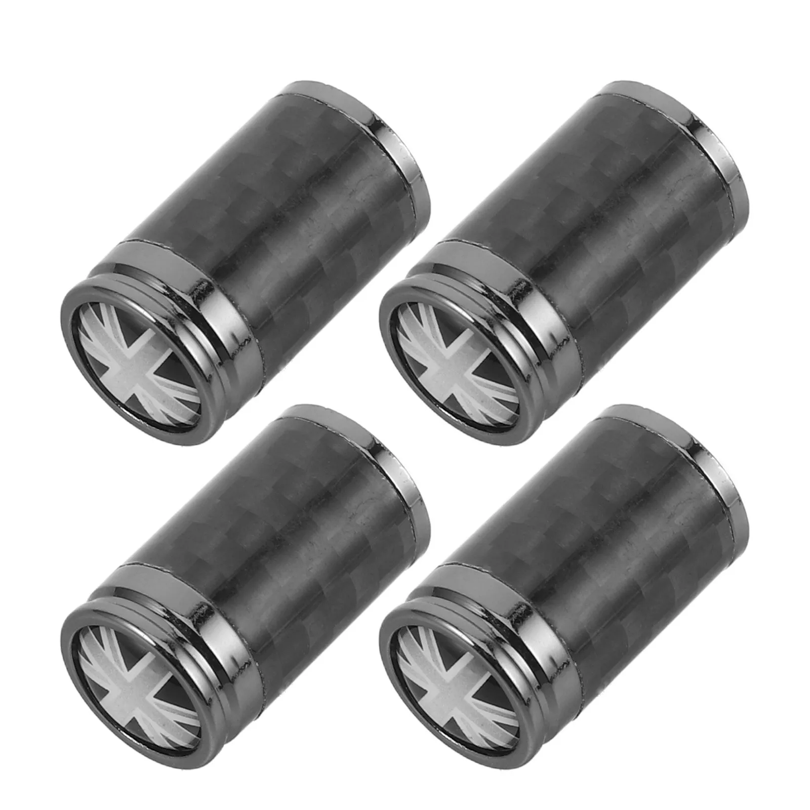 4Pcs Uk Flag Tire Valve Caps Sturdy Copper Carbon Fiber Construction for Cars Suvs Trucks Weather Resistant Decorative Valve