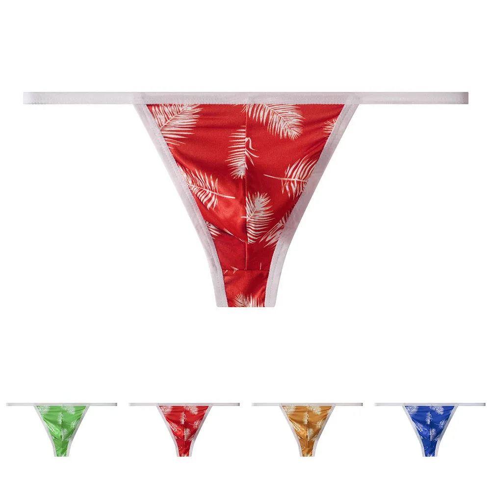 T-back Panties Men G-string Stretch Fabric 90 Polyester 10 Spandex Low Waist Design Printed Pattern Male Applicable