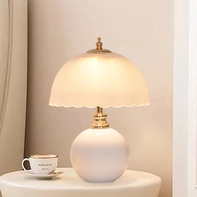 Modern Ceramic Glass Desktop Book Lamp Bedroom Bedside Table Lamp Light Luxury Atmosphere Children\'s Room Princess Table Lamp