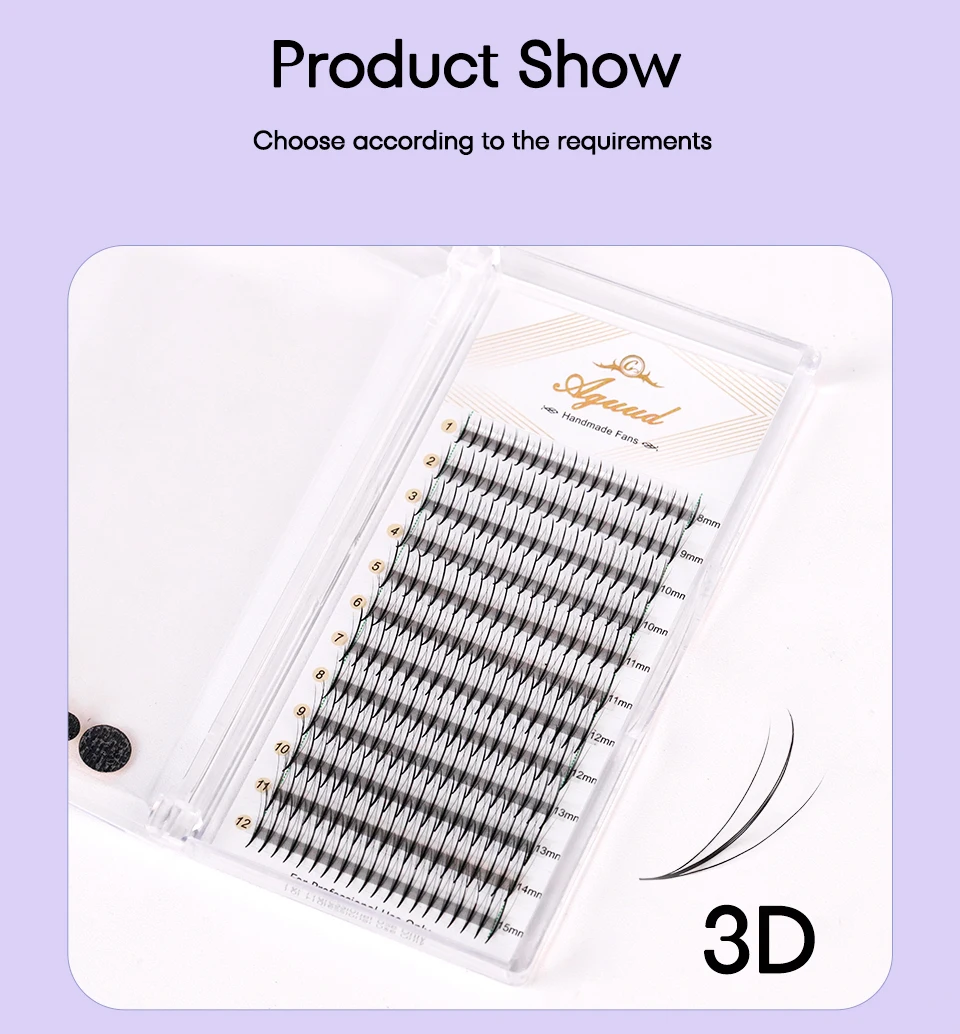 Aguud 3D 5D 7D 9D Wispy Prefabrik Fan Spike Promade Wimpernverlängerung Spitze Basis Hybrid Fan Lash C D Curl Effect Wispy Lash – Detail 15
