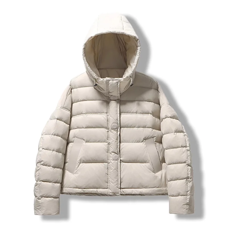 Lightweight Puffer Down Jacket for Women - Short Style 2025 Fall/Winter New Arrival Hooded Warm Coat - Trendy