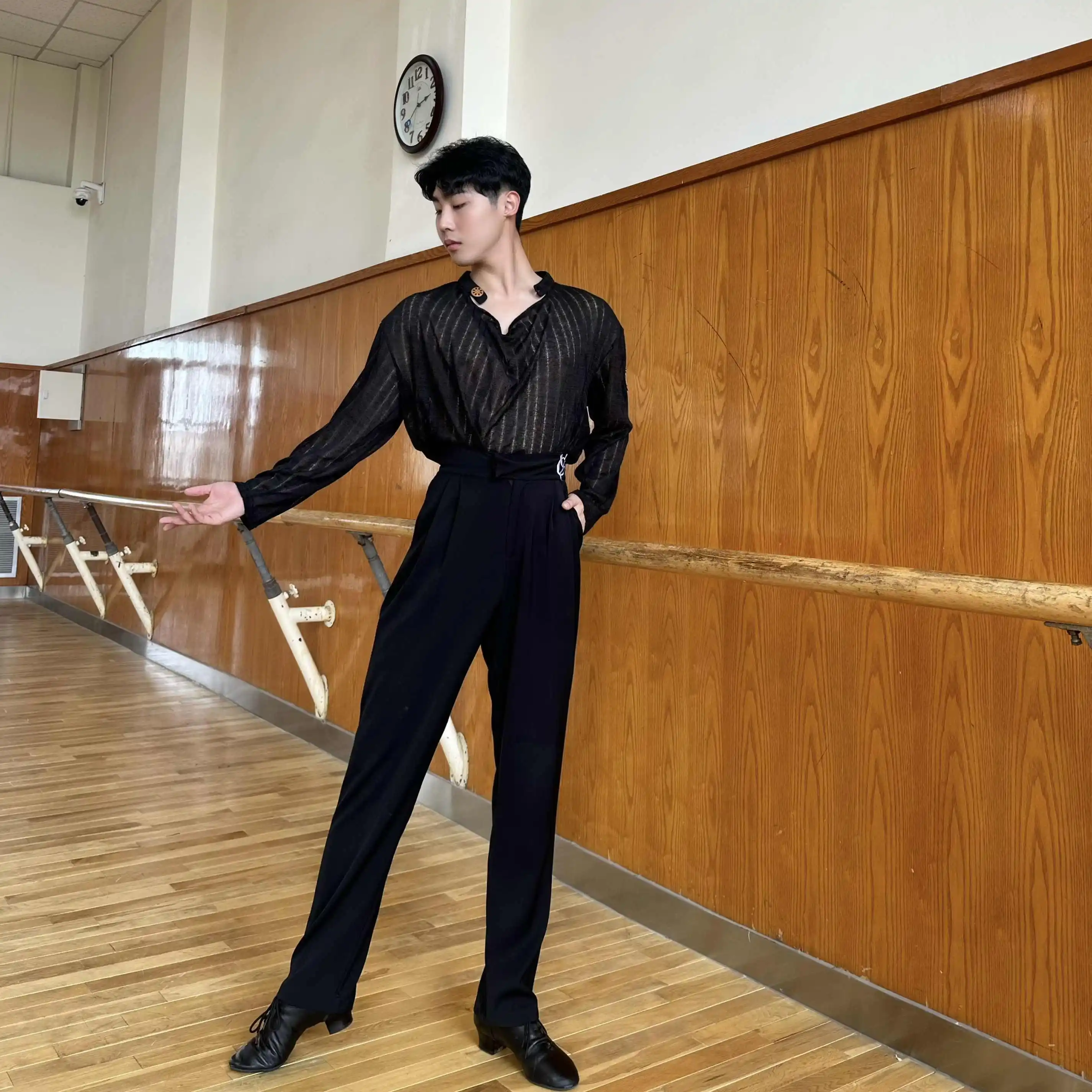 2025 New Latin Dance Pants For Men Chacha Rumba Tango Adult Male Performance Stage Costumes Modern Dance Practice Pants DQS20044