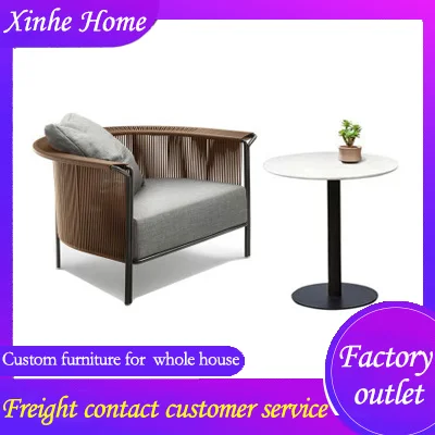 Modern durable rattan sponge single sofa luxury elegant style for outdoor restaurant blacony garden patio shop