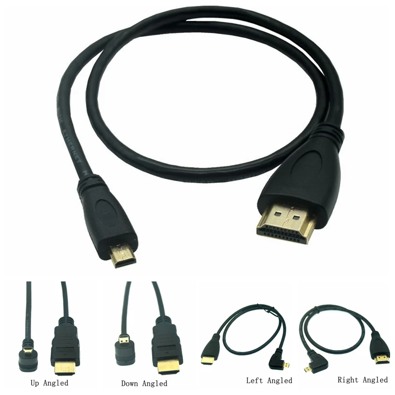 

90 Degree Micro HDMI to HDMI-compatible UP/Left/Right Angle Micro HDMI Cable for Digital camera Sony a6400 GH4 tablet 30cm/150cm