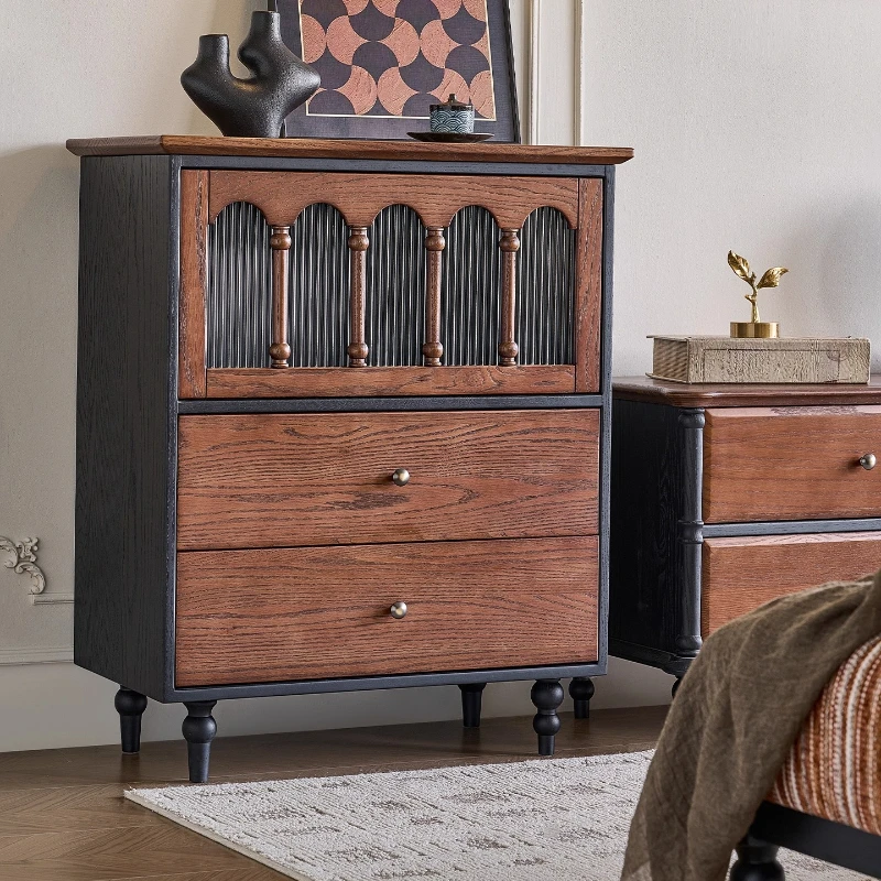 

Medieval style bucket cabinet solid wood living room 56789 bucket bedroom storage cabinet against the wall retro storage French