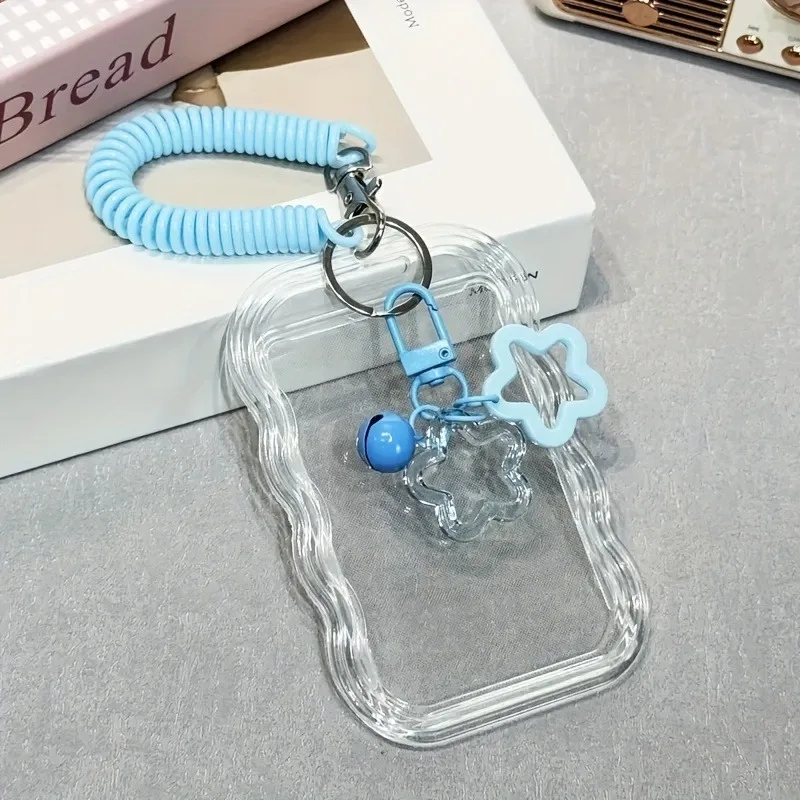 1 Set Heavy Duty Retractable ID Holder with Keychain & Wrist Strap - Transparent PVC Card Holder with Secure Locking Mechanism,