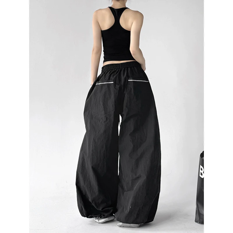 ZHIZOU Women's Gray Sweatpants Baggy Patchwork Pants Harajuku Aesthetic 2000s Style Y2k Vintage Oversize Hip Hop Trousers Summer - view 2