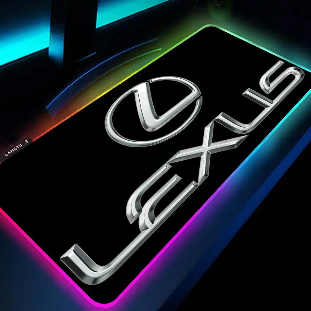 L-Lexu-ss For Cars Logo MAISTO Mouse Pad RGB Large Gaming Mouse Pad Non-slip Rubber Base Keyboard Pad Extra Large Luminous LED M