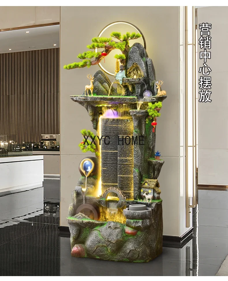 Lucky Large Floor Artificial Mountain and Fountain Decoration Living Room Humidifier Waterscape Decoration home accessories