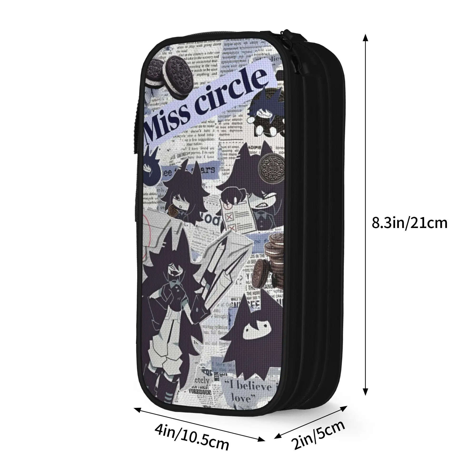 Miss Circle Cartoon  Pencil Cases New  Fundamental Paper Education Pen Bags for Student Large Storage Supplies Pencilcases
