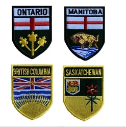 Canadian Regional Flag Embroidery Arm-badge Ontario Manitoba British Columbia Saskatchewan Province Banner Hook Loop Coat of Arm