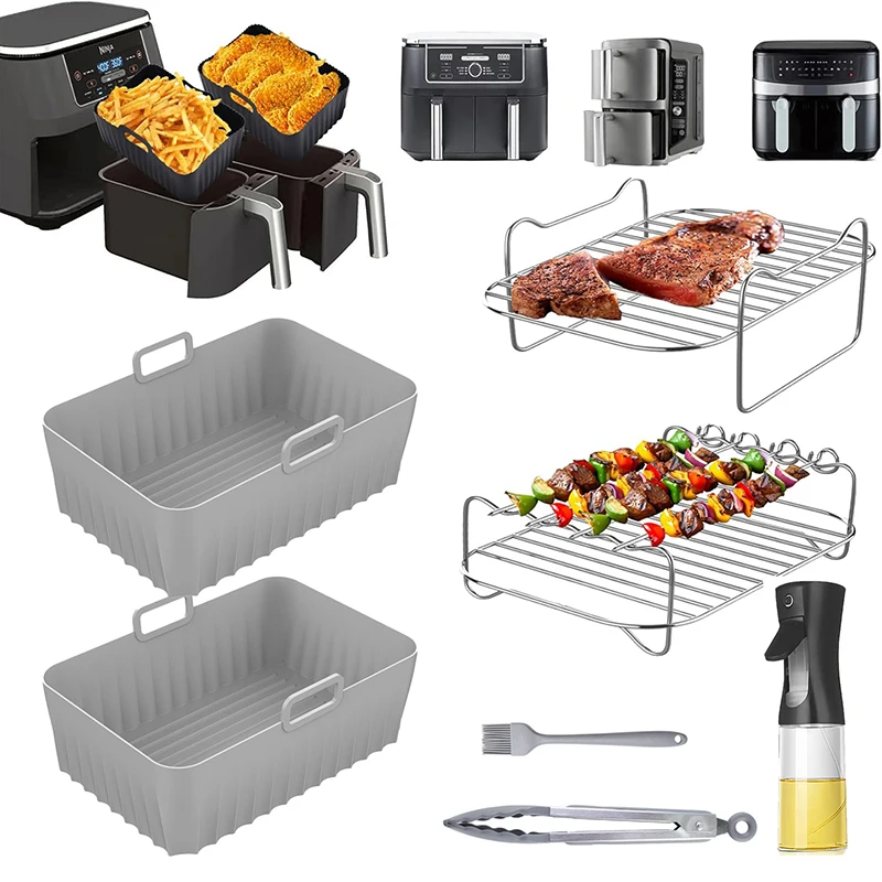 Acessórios para fritadeira de ar Ninja Foodi Moldes de silicone/bancos/spray de óleo para AF500EU, AF400EU, AF300EU, pilha dupla XL SL400EU