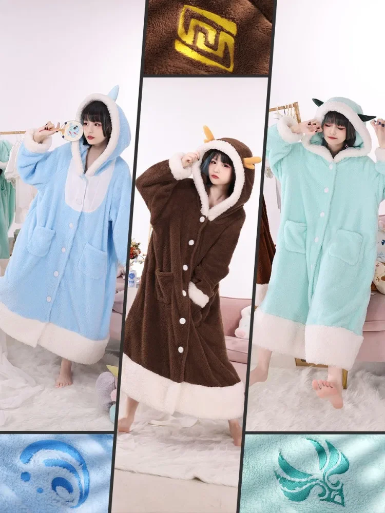 

Genshin Impact Cosplay Klee Scaramouche Wanderer Xiao Kaeya Yae Ganyu Cosplay Pajama Set Blanket Winter Sleepwear Anime Costume