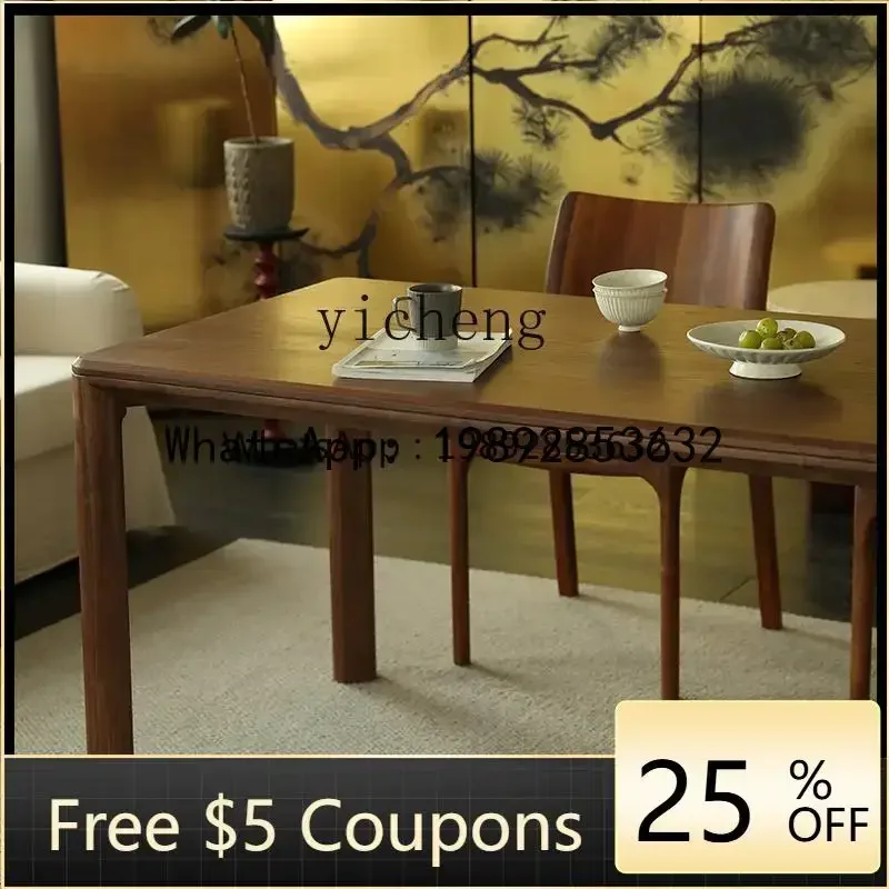 black walnut dining table simple pure solid wood large board table  desk log table