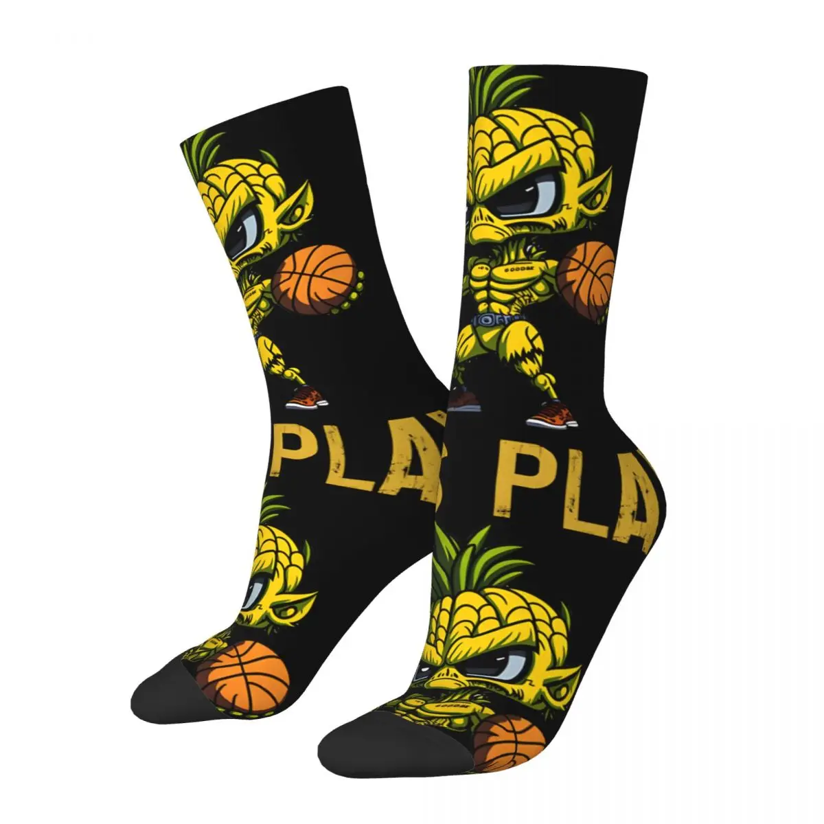 Vintage Let's Play Men's compression Socks Unisex A-Alien Basketball Street Style Seamless Printed Novelty Crew Sock