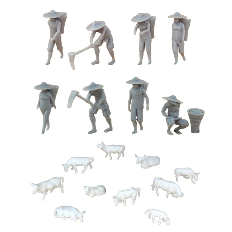 1/87 Scale Resins Farmer Figures for DIY Scenics Modelings for Train Layouts & Crafts