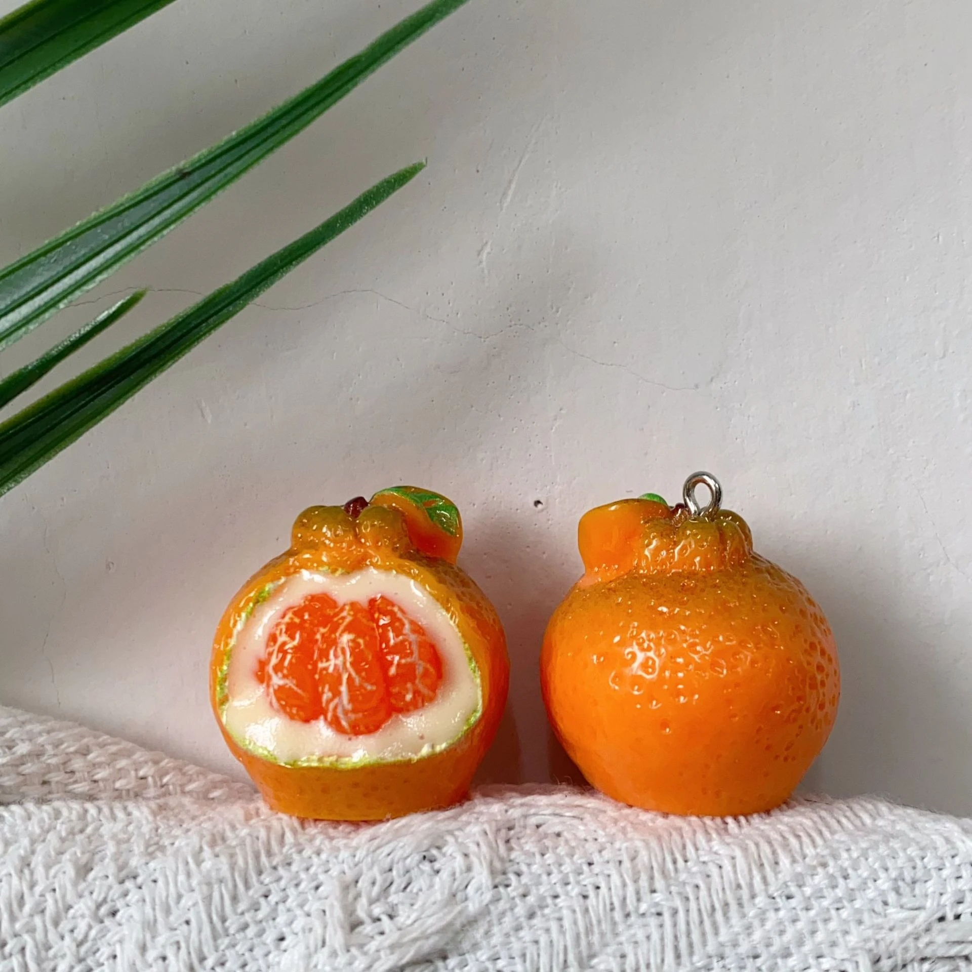 10Pcs Cartoon 3D Two-Tone Orange Resin Charms DIY Accessories For Phone Case Shoe Buckle Keychain With Eye Pins