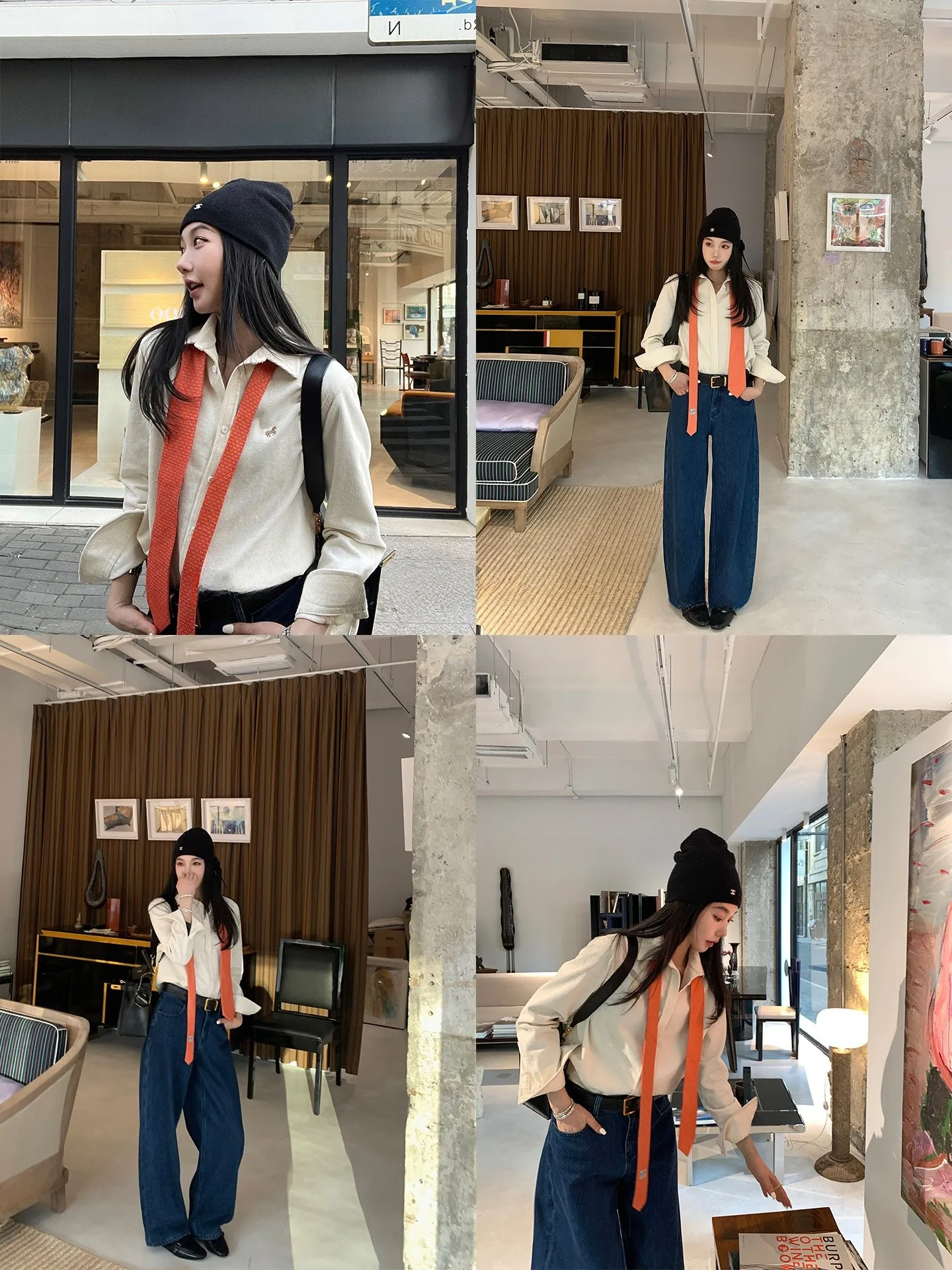 

Женская свободная рубашка ручной работы из чистого хлопка с длинным рукавом, с небольшой вышивкой в корейском стиле, с рисунком бумажной фигуры, для отдыха