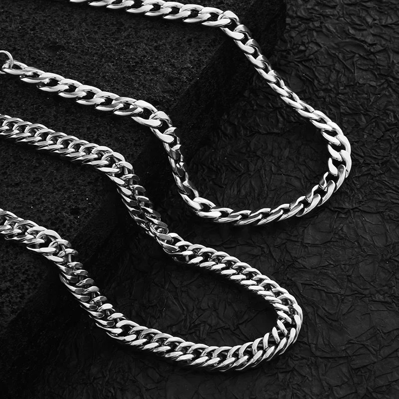 Stainless Steel Thick Chain Necklaces for Men Long Hip Hop Necklace on The Neck Fashion Jewelry Accessories Friends Gifts