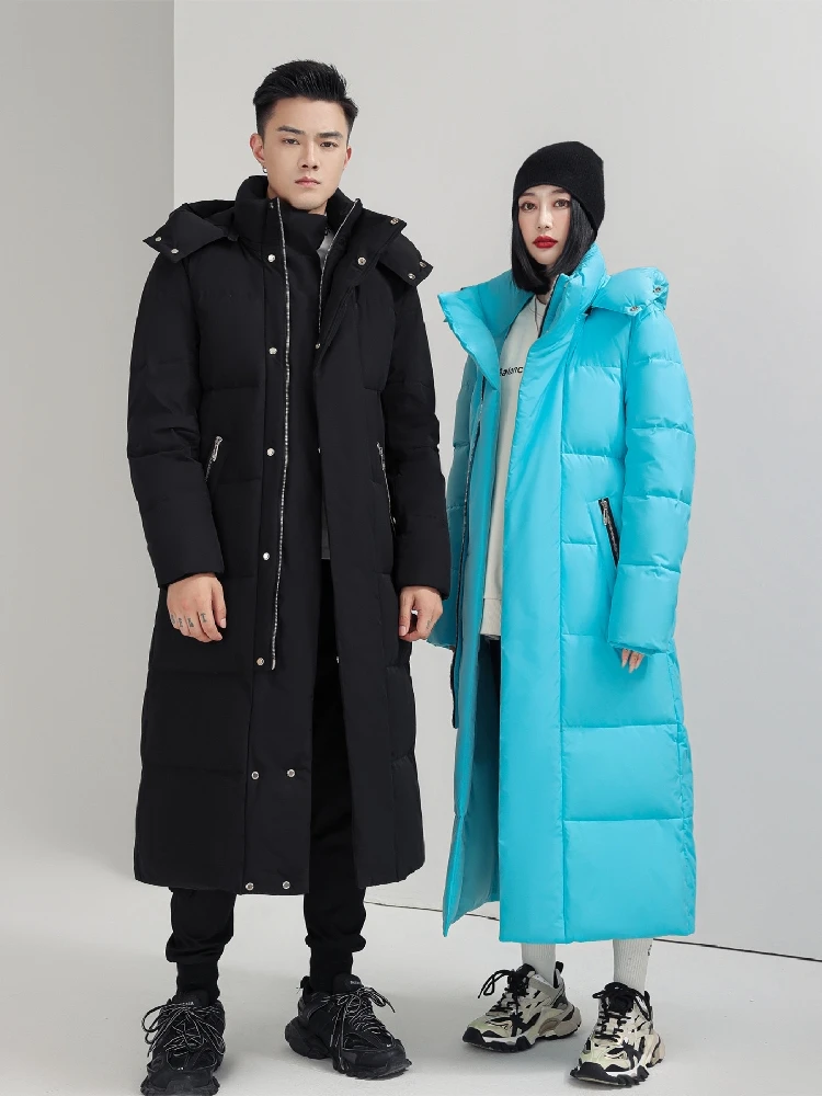 Men Women Winter Jacket 2023 New Thick （Winter) Warm  Long 90%  White Duck Down Hooded Coats Black Red Woman Parkas 5XL