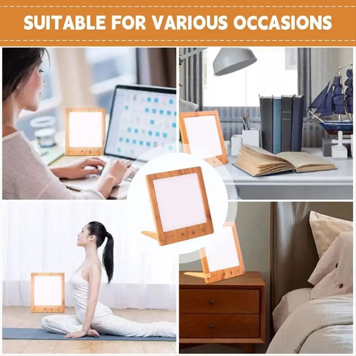 Efficient- Fluorescent Desk Lamp 10000 Lux Bedside Light Lamp UV-Free LED Simulated Sunlight Touch Control with Support Stand