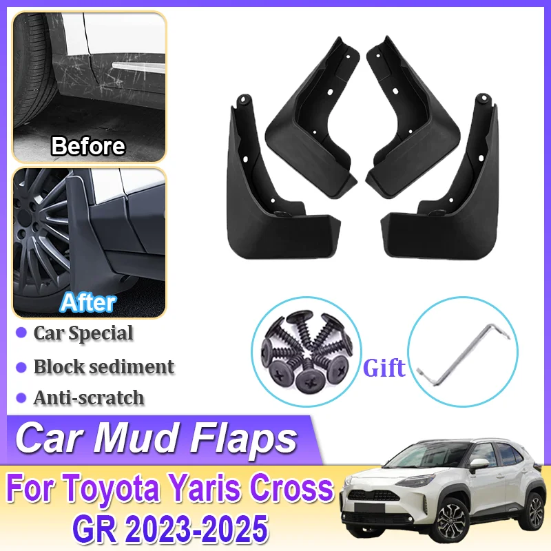 

4PCS Car Mudguards Splash-proof Front Rear Fender Wheel Cover MudFlaps Auto Accessories For Toyota Yaris Cross GR 2023 2024 2025