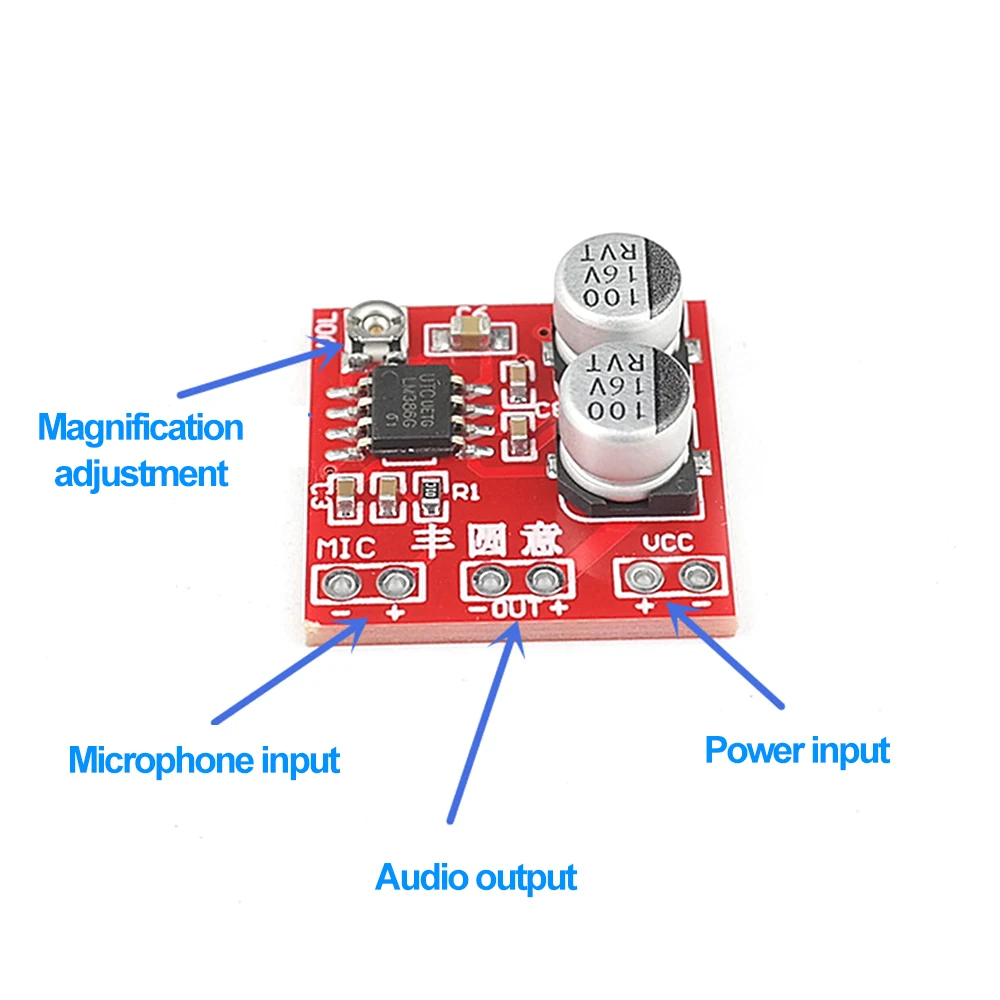 DC4-12V LM386 Electret Microphone Amplifier Microphone Pickup Module Can Drive Headphones and Low Power Speaker Modules