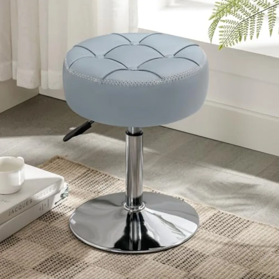 

Height Adjustable Vanity Stool 15.8"-20.7" 360° Swivel Faux Leather Chair 300lb Capacity for Makeup Room Bathroom