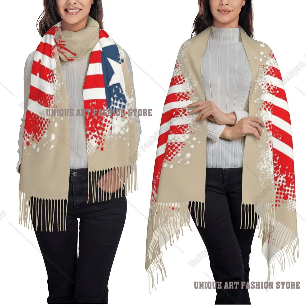 Flag Of Liberia Splat Scarf Tassel Scarves Women Soft Warm Shawls and Wraps Long Fall Winter Shawl Wrap