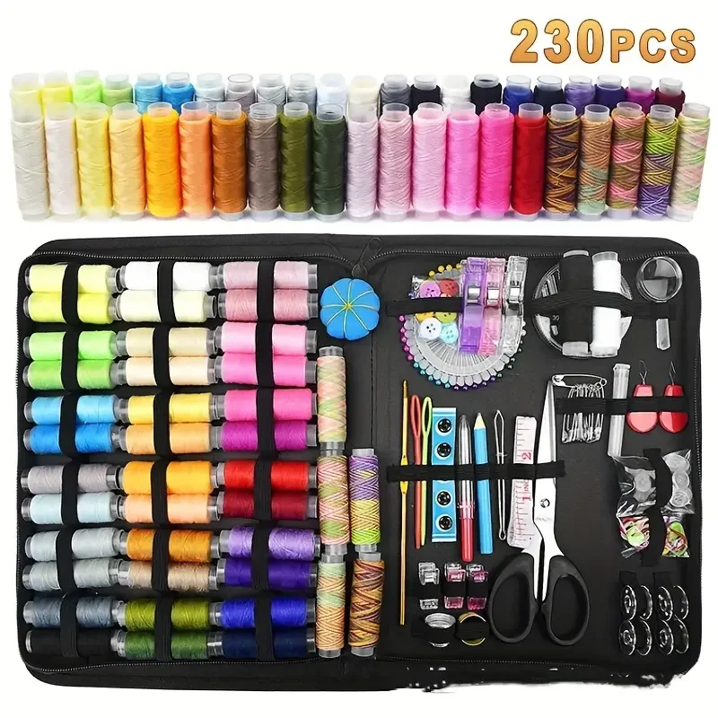 

230pc Sewing Kit,DIY Multifunctional Sewing Box Set for Hand Quilting,Stitching,Embroidery,Sewing Accessories,Portable Organizer