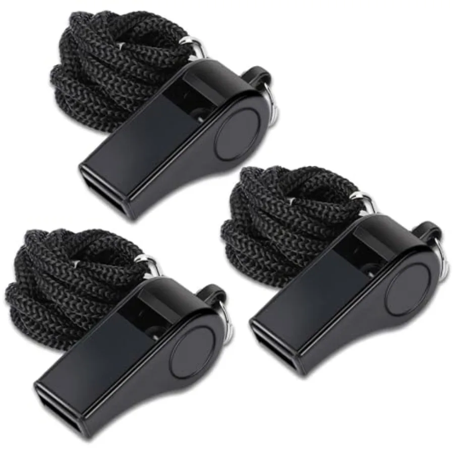 

3 упаковки свистка, пластиковый свисток, спортивный свисток со шнурком для тренировок, кемпинга, пешего туризма, черный.