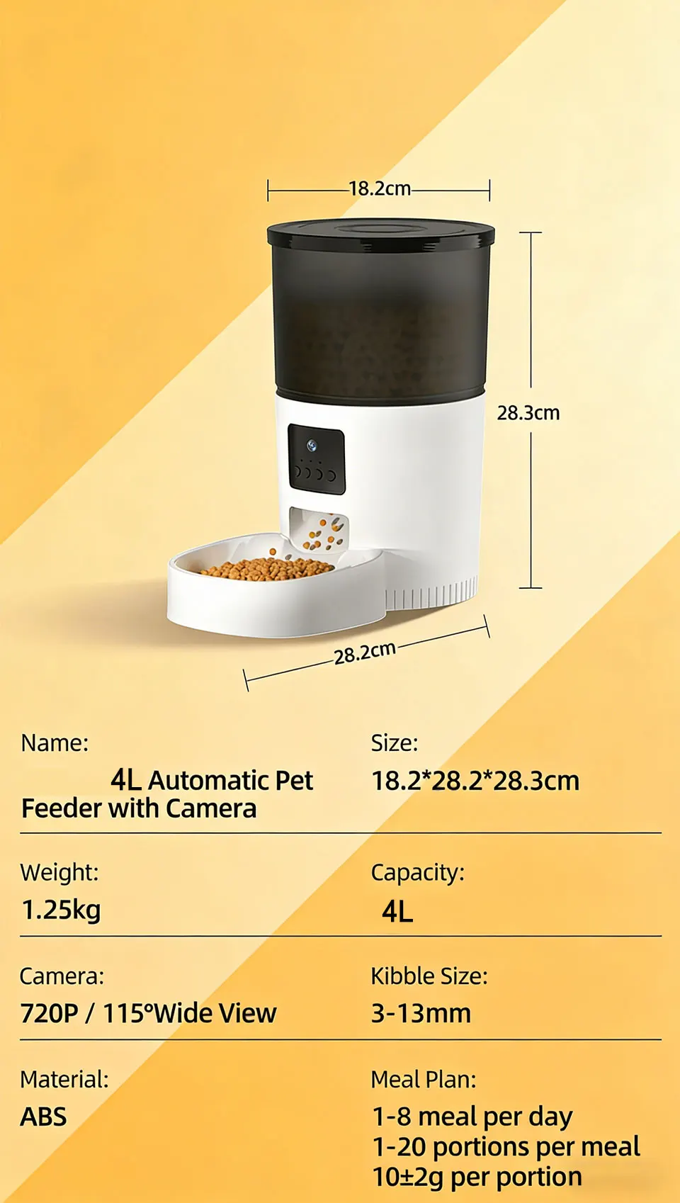 

Автоматическая кормушка Raymax 4L с умной камерой и видео, дозатор корма для кошек, умный диктофон для животных, дистанционное управление, автоматическая подача корма для кошек и собак