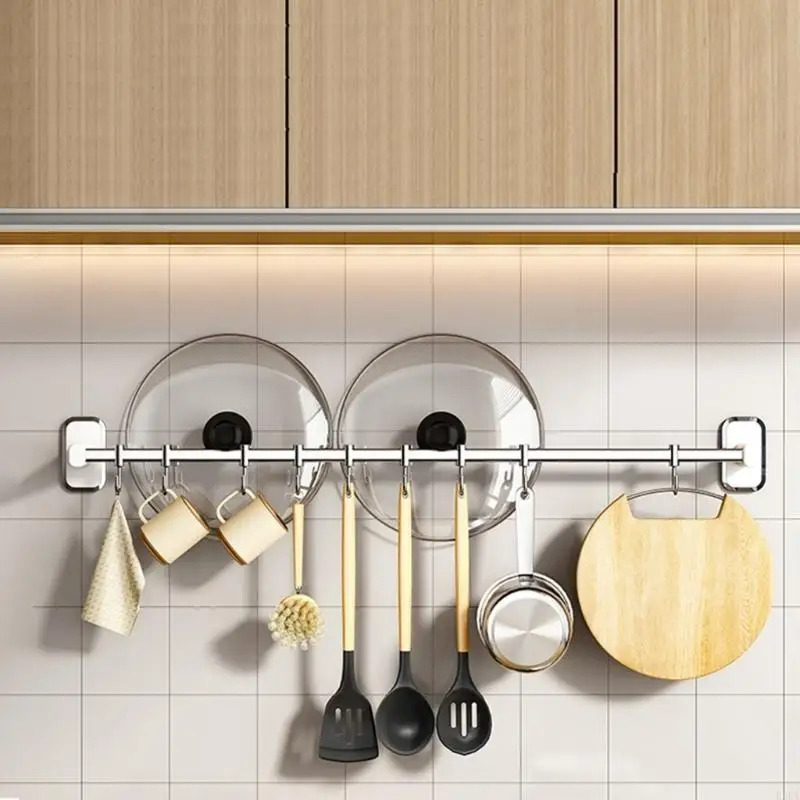 K3KA Kitchen Hook Frame Punching-Free Kitchen Shelf Wall-Hung Multifunctional Rod