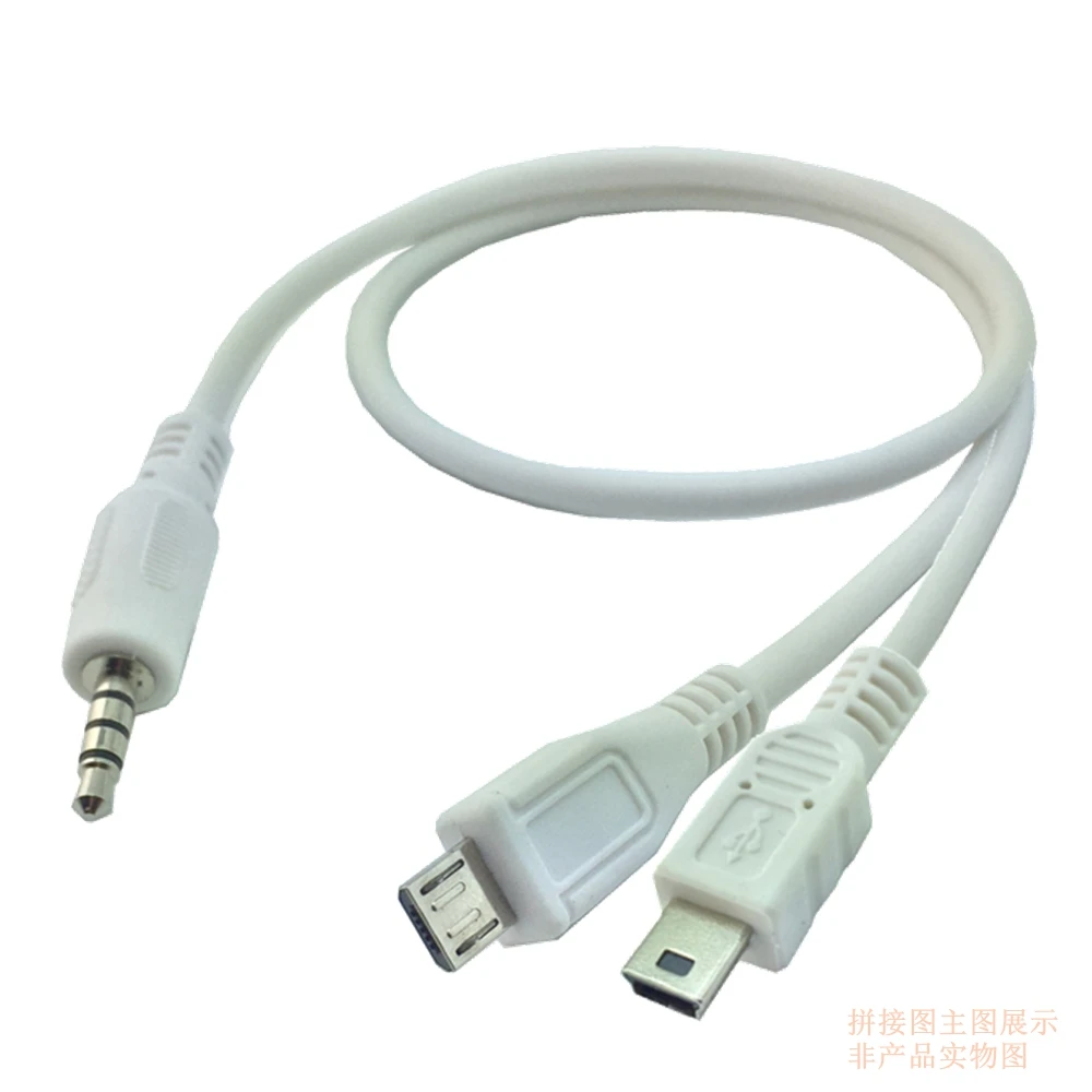 

3.5mm 3.5mm Stereo Plug to Micro MINI USB 5Pin Male Audio Adapter Converter Plug Cable 0.5 M 50cm for MP3 MP4 headset