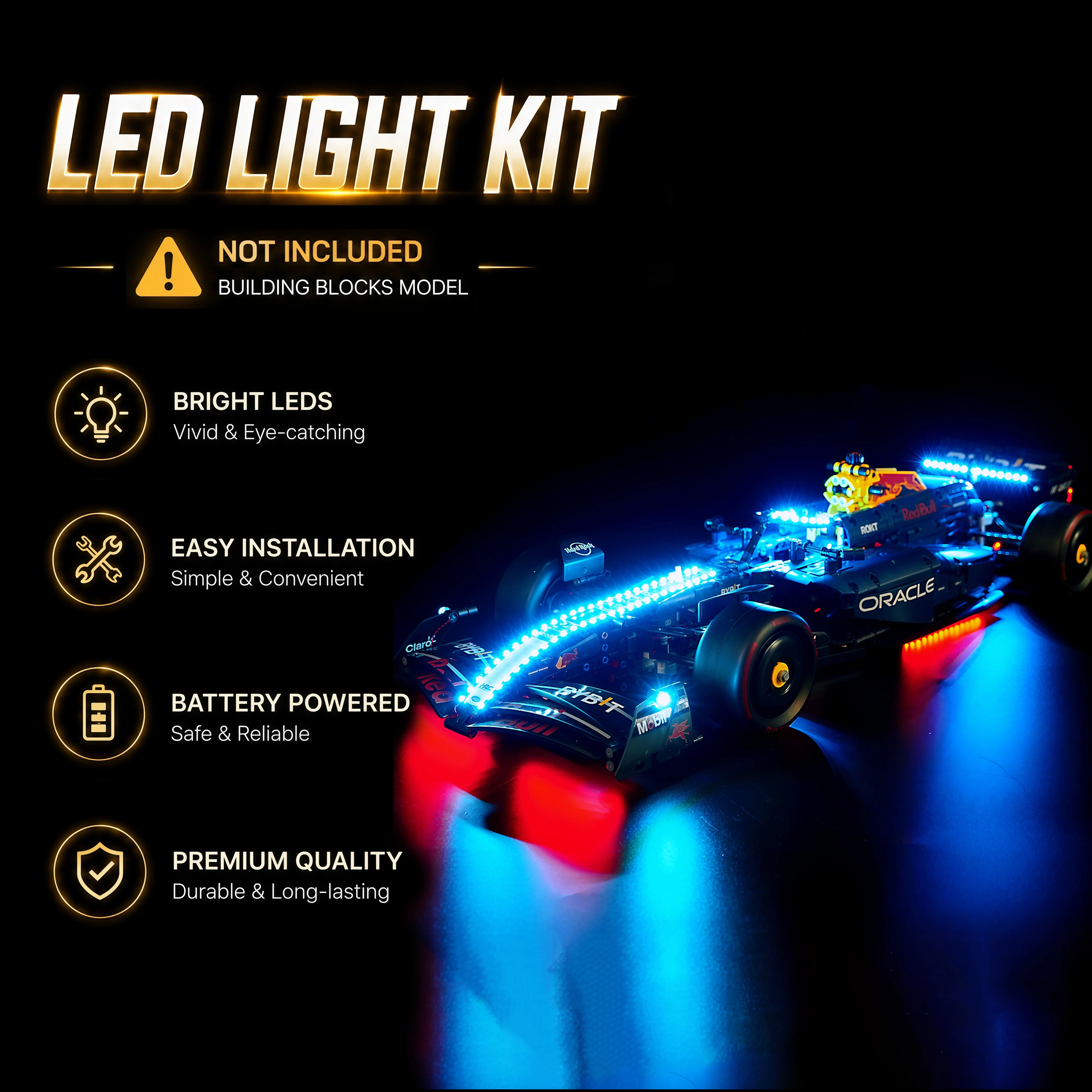 

HPROSPER 5V LED Light (No Model) For LEGO 42206 Technic Oracle Red Bull Racing RB20 F1 Car Decorative lights With battery box