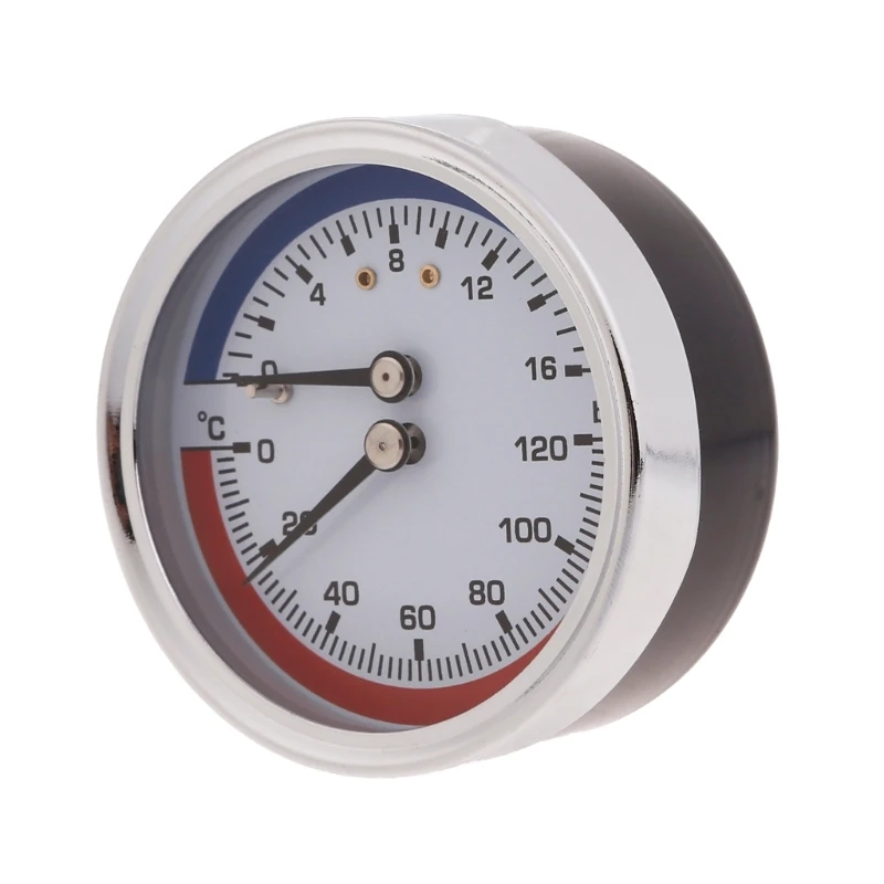 0-16Bar 0-120℃ Thermal Pressure Gauge Stainless Steel 1/4