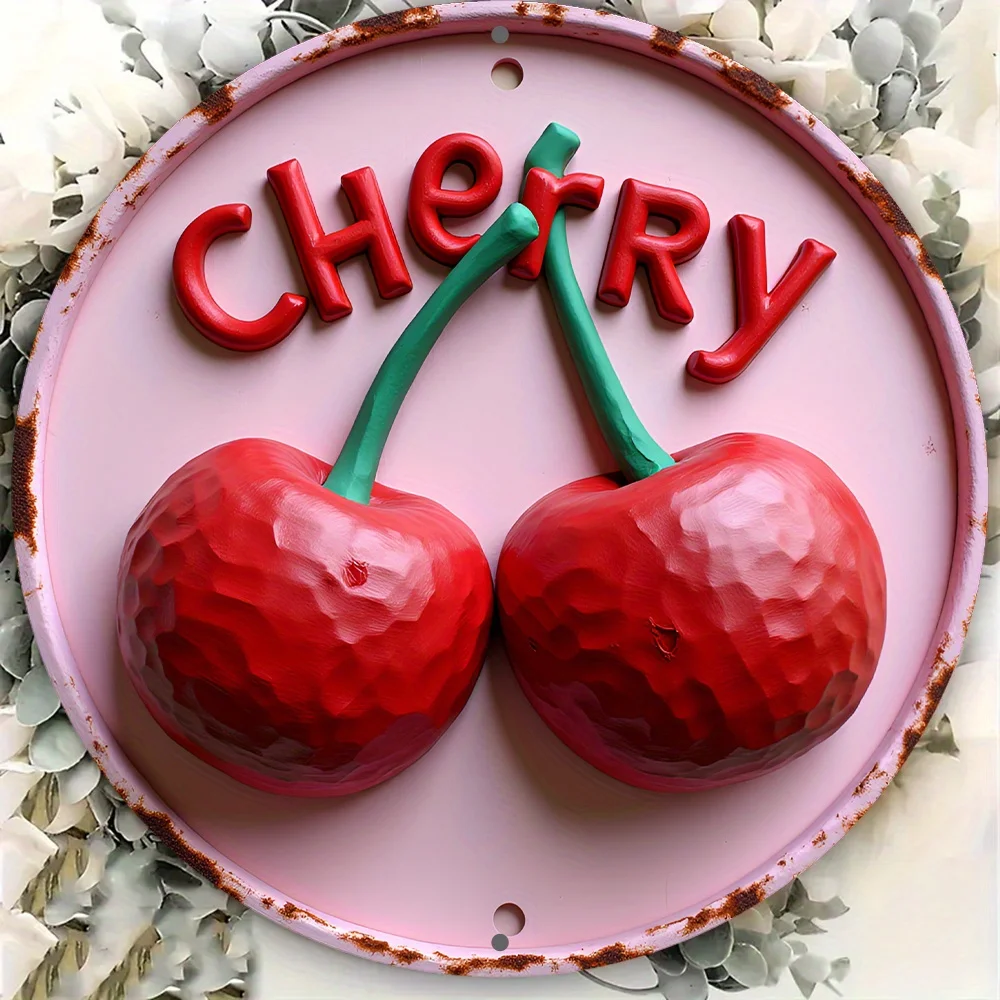 1 Piece 2D Cherry Wooden Disc Sign Design 8 Inch Fits Home Cafe Bar Garden Decorative Wall Plaque