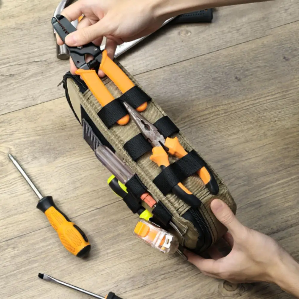 Heavy Duty Tool Bag Zipper Handle Portable Design Tool Pouch Organizer System Small Size Portable Organizer Electricians Work