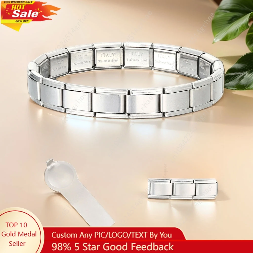 

Italian Charm Bracelets DIY Basic Chain Stainless Steel Bangle Versatile Assembled Modules Ideal Gift 9mm Universal Dropshipping