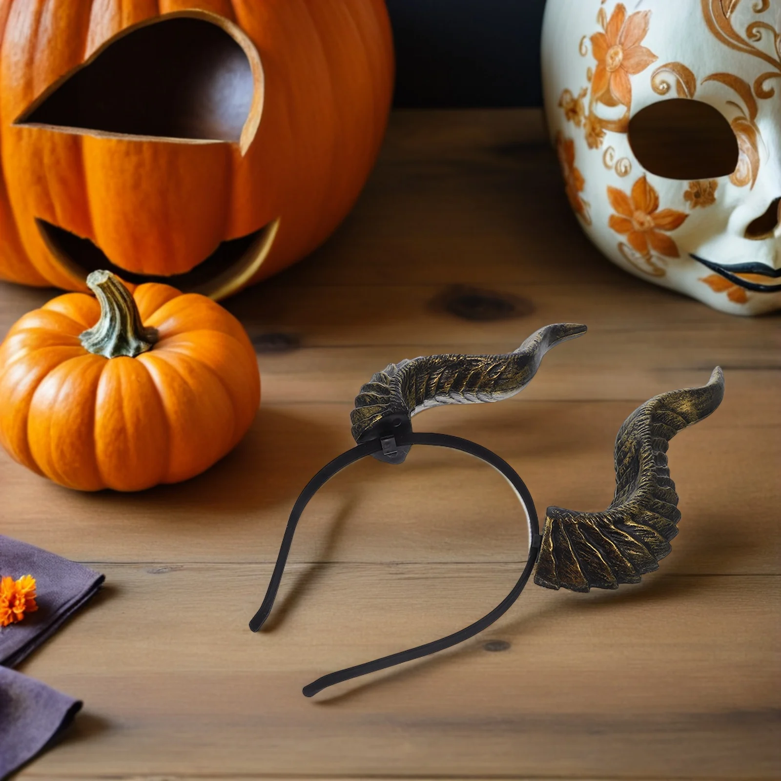 

1pcs Demon Horns Headband Adjustable Lightweight Halloween Costume Party Decoration Cosplay Hair Accessory Masquerade Event