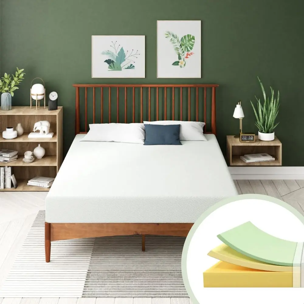 Colchón de Espuma Viscoelástica Verde de 15 cm, Colchón Adaptable de 7 Zonas, Espuma con Certificación CertiPURUS, Colchón en Caja