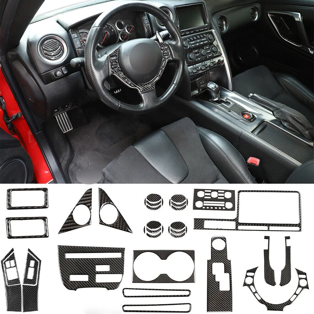 

Soft Carbon Fiber Car Central Control Full Interior Cover Panel Trim Sticker For Nissan GTR R35 2008-2016 Car Accessories