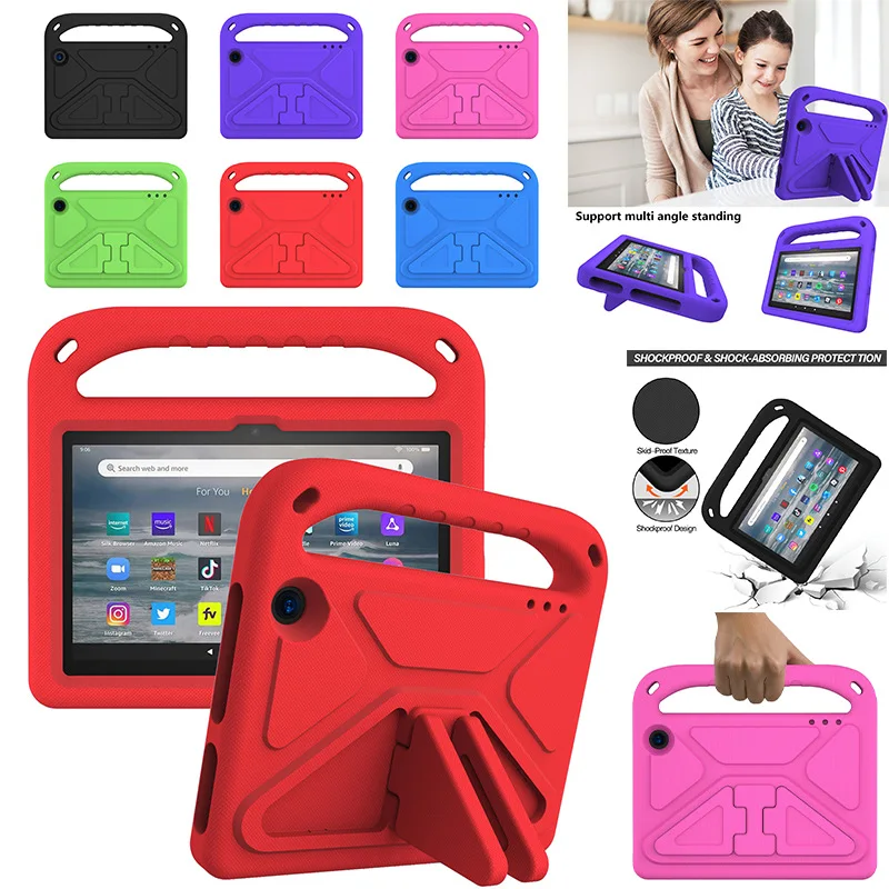 Eva Kids Case For Amazon Kindle Fire 7 2022 7.0 Inch Stand Full Body Shockproof Handy Tablet Cover For Amazon Hd 8 10 Plus 2020