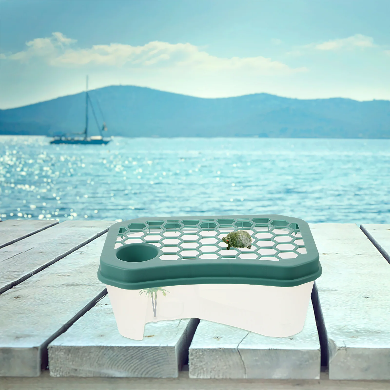 

1Set Turtle Tank Large Deep Practical Turtle Living Tank Creative Basking Platform Tortoise Habitat Indoor Breeding Aquarium