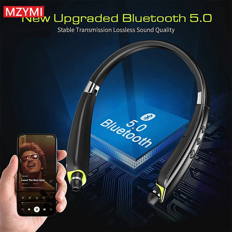 MZYMI Foldable Bluetooth Headset Lightweight Retractable Blu