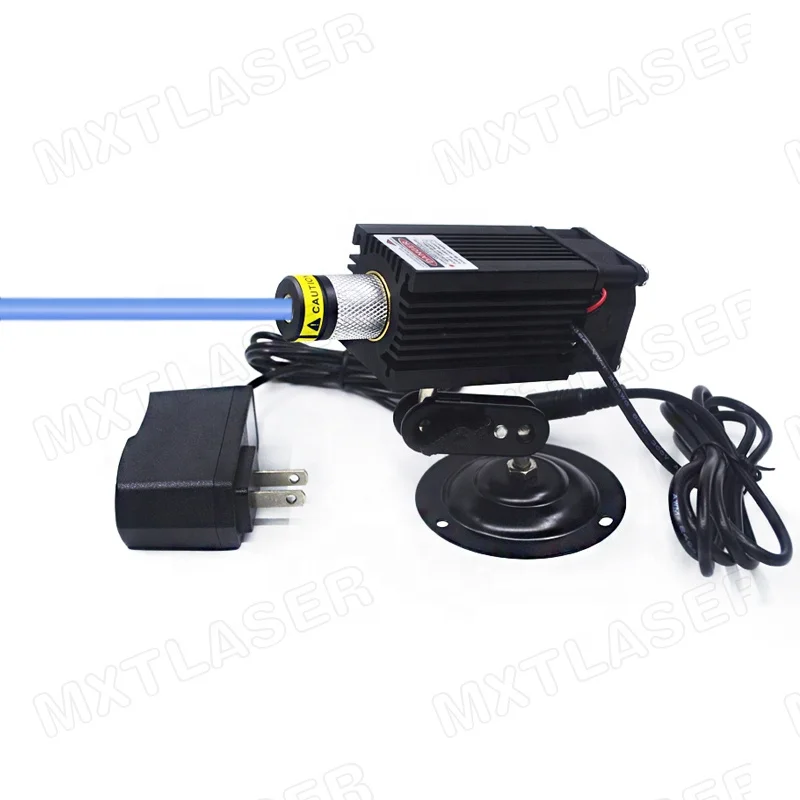 High Power Focusable 450nm Blue 12~24V Dot Laser Module 100mW 300mW 500mW 700mW 1W 2.5W With Cooling Fan(With Bracket&Adapter)