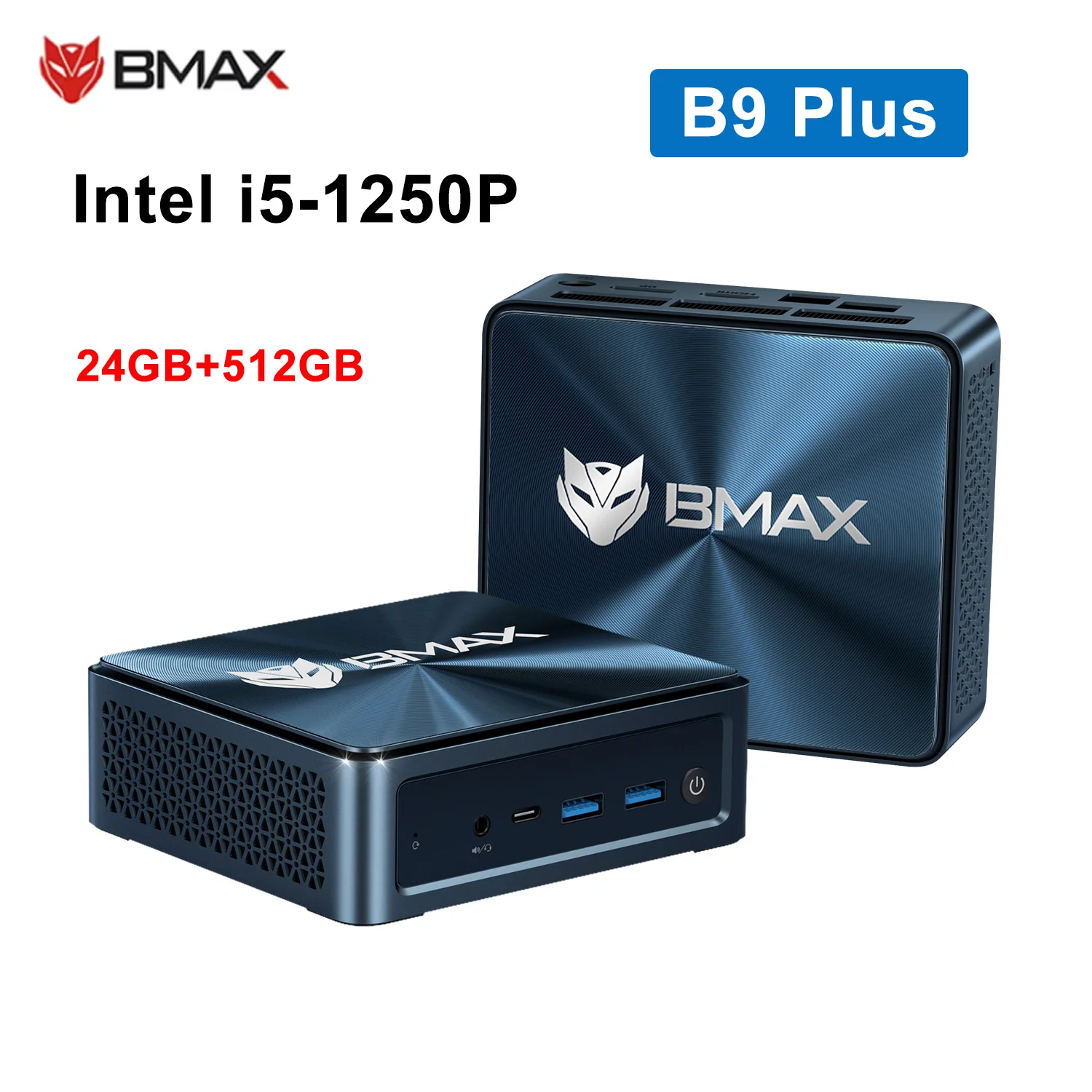 BitPC BMAX B9 PLUS Mini PC Intel 12Cores i5-1250P Windows 11 DDR5 24GB 512GB NVMe SSD WiFi6 Bluetooth5.2 HDMI2.1 Desk Computer